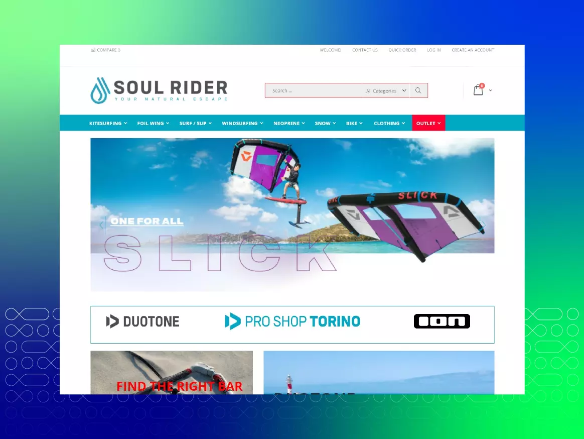 quick order button at homepage soul rider store